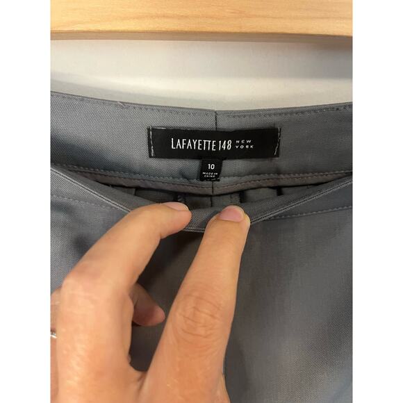 La Fayette 148 New York Bleecker Pant in Grey Side Zippered Closure Light sz. 10 - Picture 4 of 6